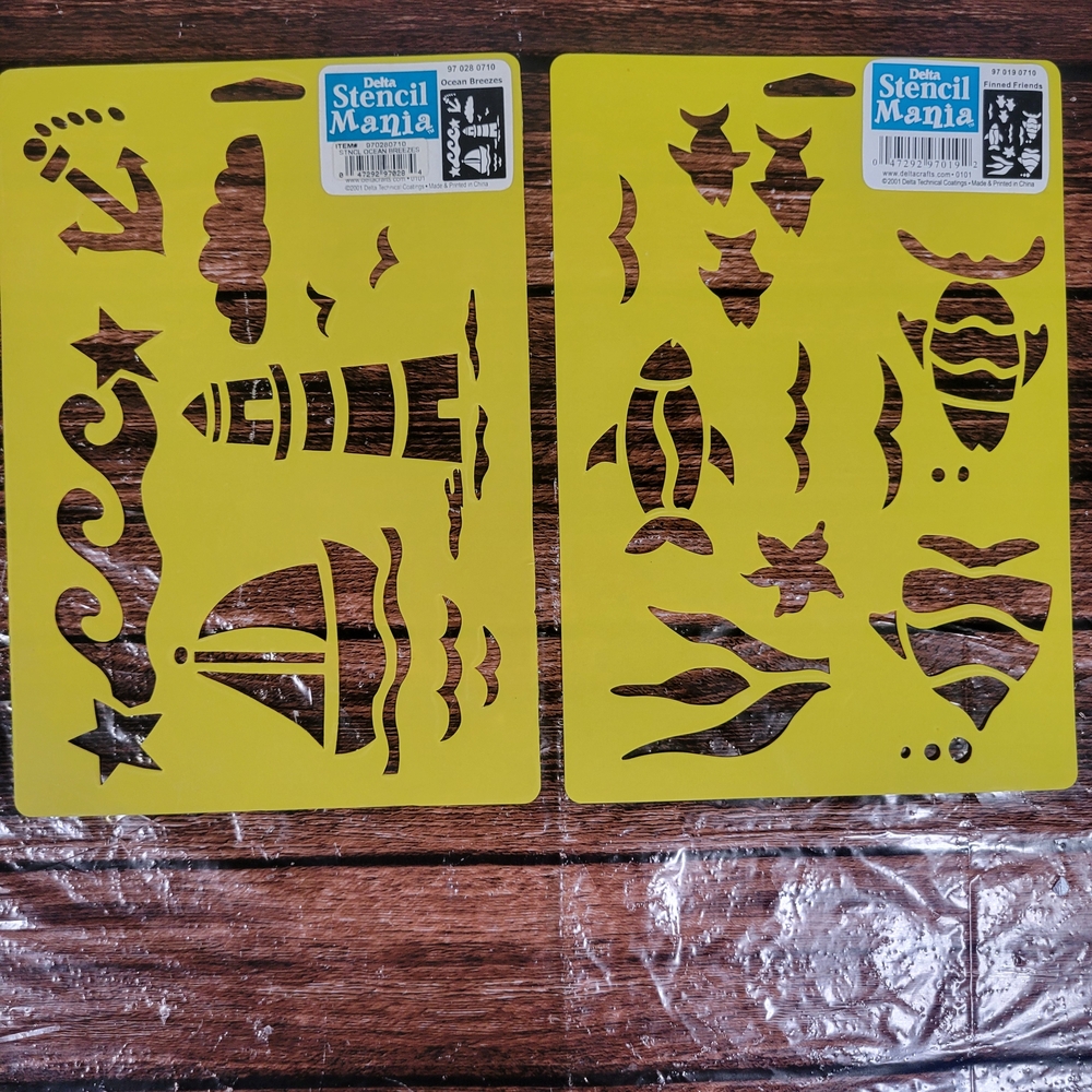 Delta Stencil Mania Ocean Breezes & Finned Friends Sets 8x10 New